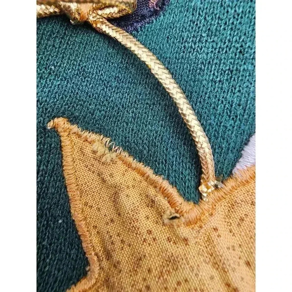 Vtg Jerzees Homemade Women's L Green Santa Applique Holiday Crewneck Sweater - Picture 7 of 11